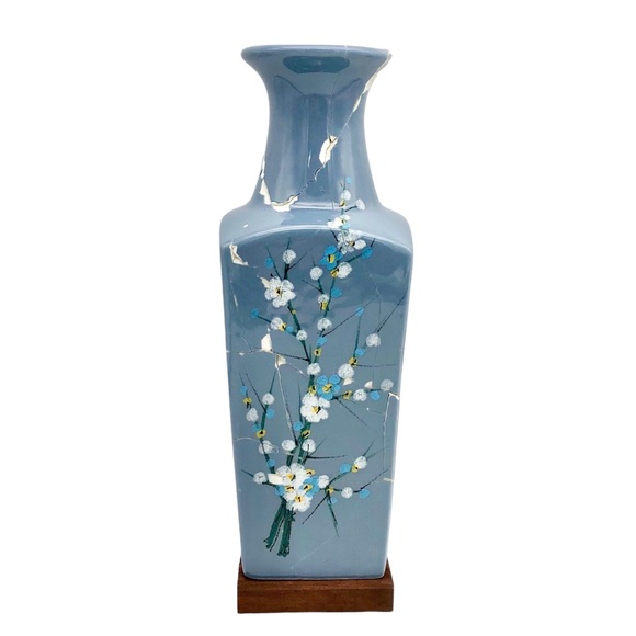 Kintsugi Vase 10” Hand Painted Floral Gold Crack Art Growth Gift Coming Soon! - Picture 9 of 9